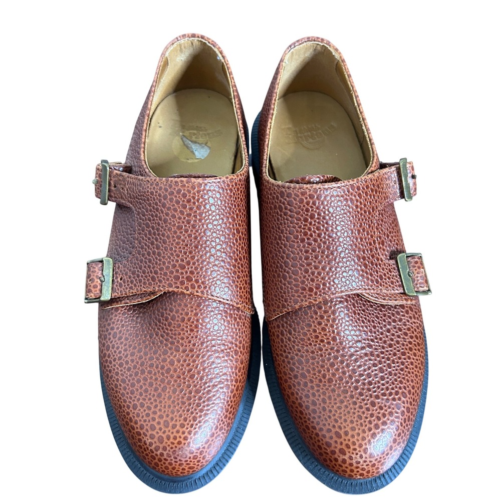 Dr. Martens Pandora Double Monk Strap Shoes Womens 6 Brown Pebble Leather Grunge